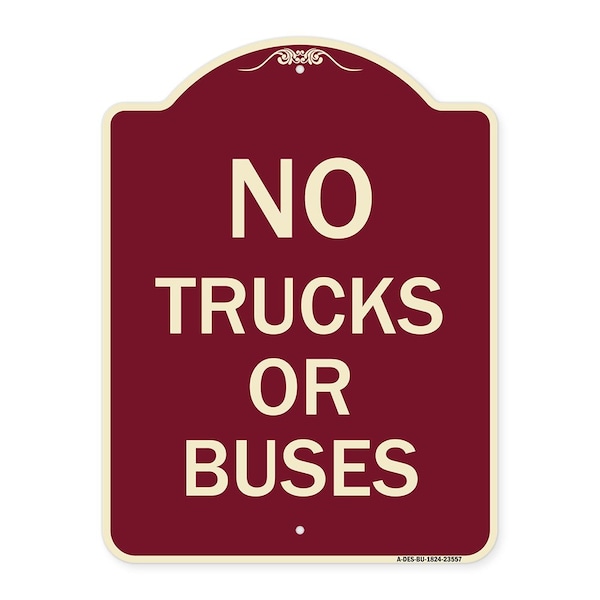 Signmission Designer Series No Trucks or Buses, Burgundy Heavy-Gauge Aluminum Sign, 24" x 18", BU-1824-23557 A-DES-BU-1824-23557 - main